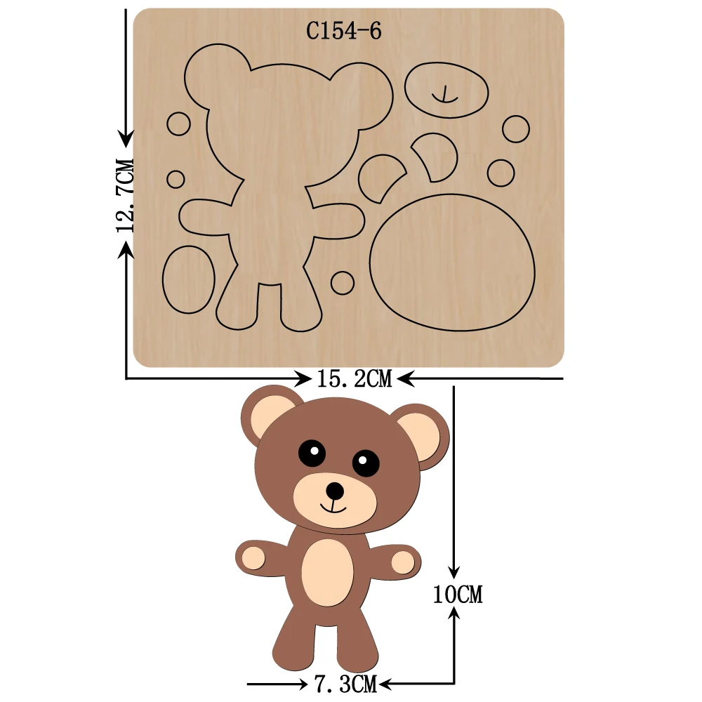 

New Bear Wooden die Scrapbooking C-154-6 Cutting Dies Compatible with most die cutting machines