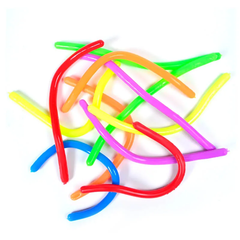 Elastic Pressure Reducing Rope Noodles Shape Stretchy String Squeezing Rope Funny TPR Squeeze Sensory Toy Pull Twirl Release Toy