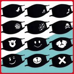 mascarillas Fashionable Black Mouth Masks Dustproof Print Cotton Cartoon Face Mouth Mask Reusable Fabric Bear Smile Party Mask