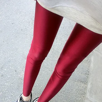 

Women Leggings Plus Size Fluorescent Color Elastic Leggings Spandex Multicolor Shiny Glossy Legging Trousers For Gi