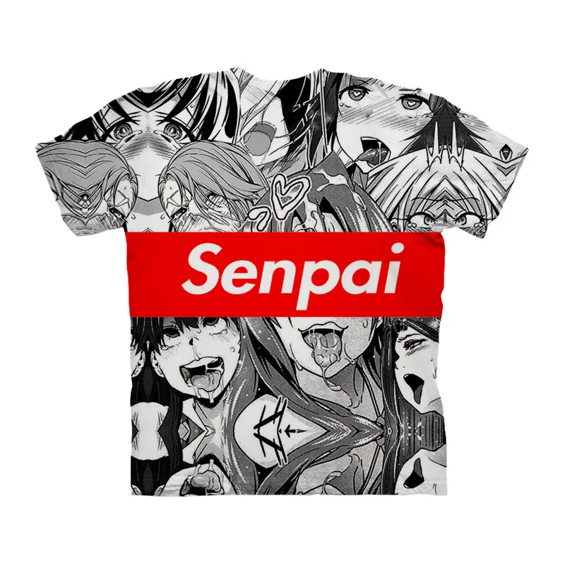 New Casual Anime 3D T-Shirt Men Open Mouth Ahegao Summer T Shirt Male Short Sleeve Tee Tops Man Streetwear Drop Ship