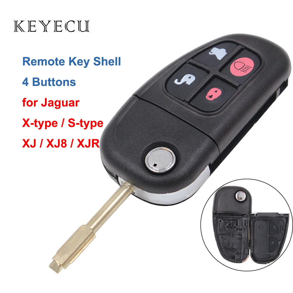 Keyecu для Jaguar X-тип s-образный степлер XJ XJ8 XJR 2001 2002 2003 2004 2005 2006 2007 2008 корпус автомобильного ключа дистанционного управления чехол Корпус FOB чехол