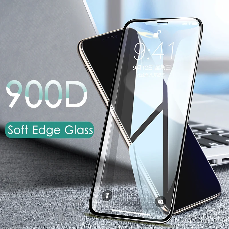 900D закаленное стекло с мягкими краями и полным покрытием для iPhone 11 Pro X XS Max XR