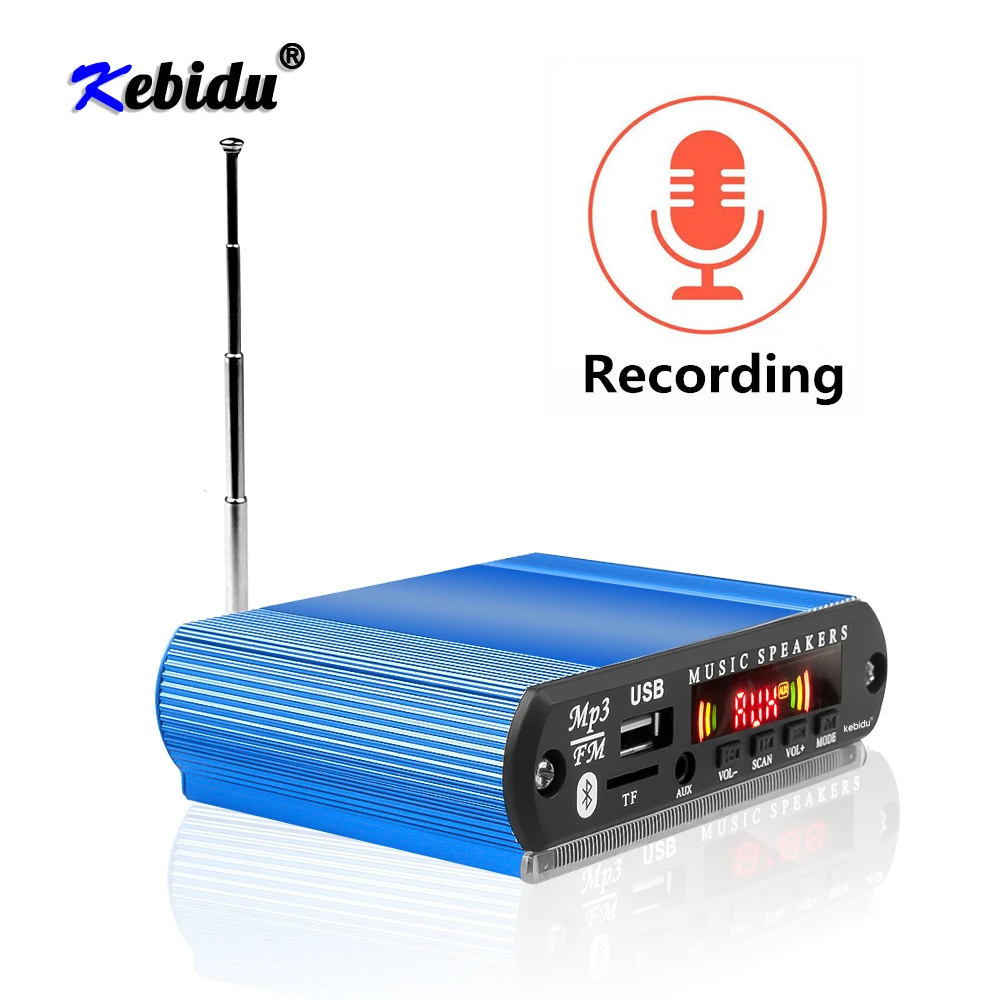 Kebidu 12V Wireless Bluetooth MP3 Player WMA Decoder Board Car Radio with Recording Function Support USB/SD/FM Audio Module ipod mp3 player