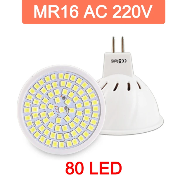 MR16 Светодиодный точечный светильник MR11 6W SMD 2835 AC/DC 12V 220V 240V лампа светодиодный лампада led точечный светильник украшения ампулы теплый белый холодный белый - Испускаемый цвет: MR16 AC 220V