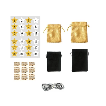 

24Pcs Numbers Bag Christmas DIY Advent Calendar Ornament Christmas Gift Bags Calendar Countdown Bag Candy Storage