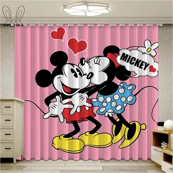 

Lovely Mickey And Minnie Curtain For Window Cartoon Kids Bedroom Curtain Livingroom Blackout Curtain Parlour Room Drapery Ride