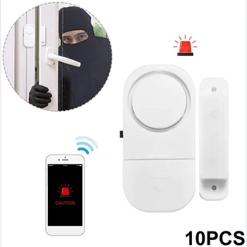 

10Pcs Wireless Burglar Alarm Door Window netic Sensor Security System DIY Kit for Home Apartment Offices Garages