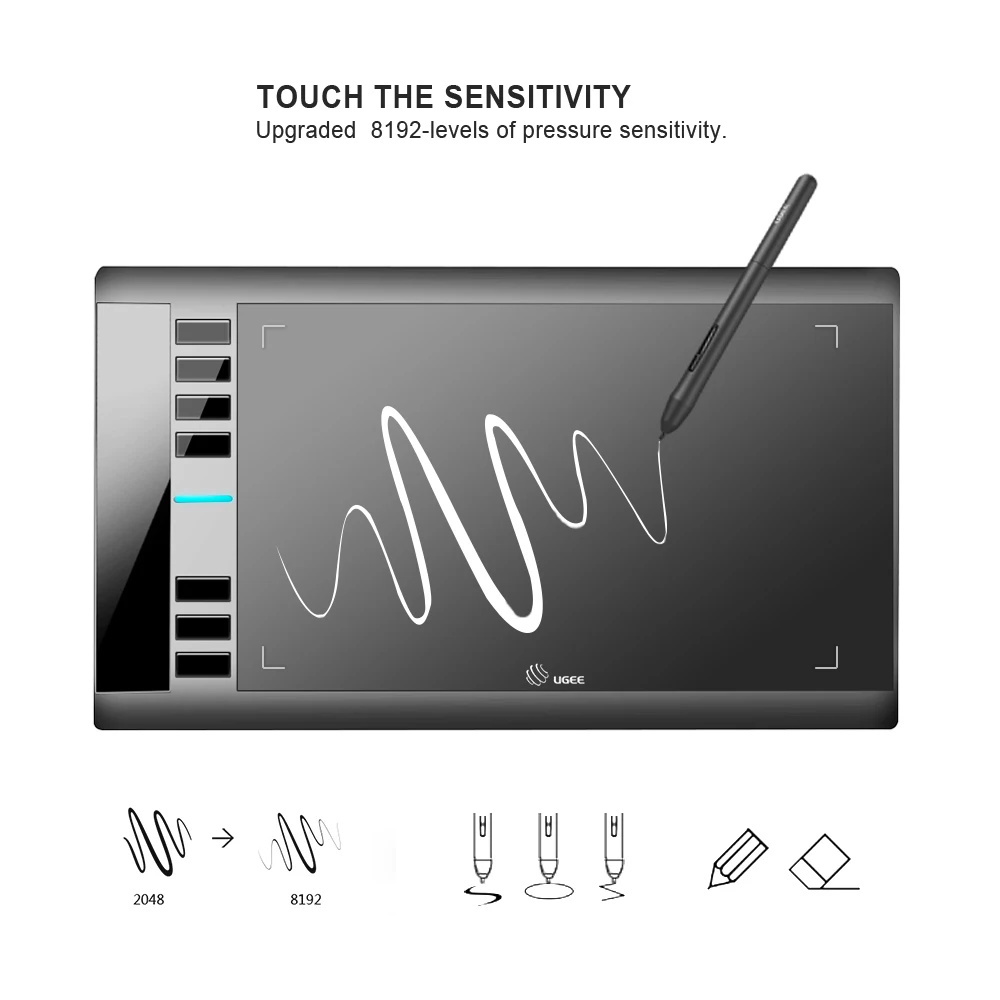 Kaufen UGEE Grafiken Zeichnung Tablet M708 Kunst Designer Writting Tablet 266RPS 8192 Ebenen Tablet mit Passive Stift für Fenster Android Mac