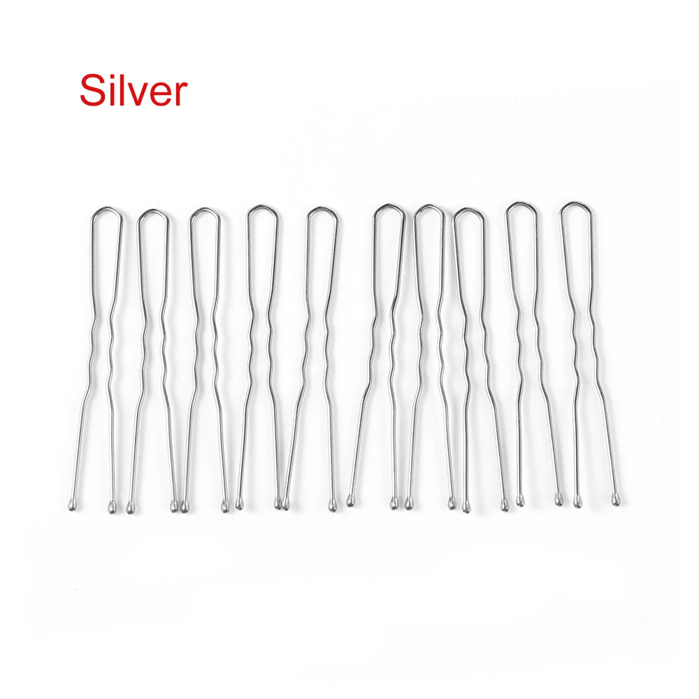 Silver 20/100 шт черный/золотой U образный шпильки волнистые волосы зажим заколки для волос металл заколка из сплава Головные уборы брелок аксессуары для укладки волос - Цвет: Silver