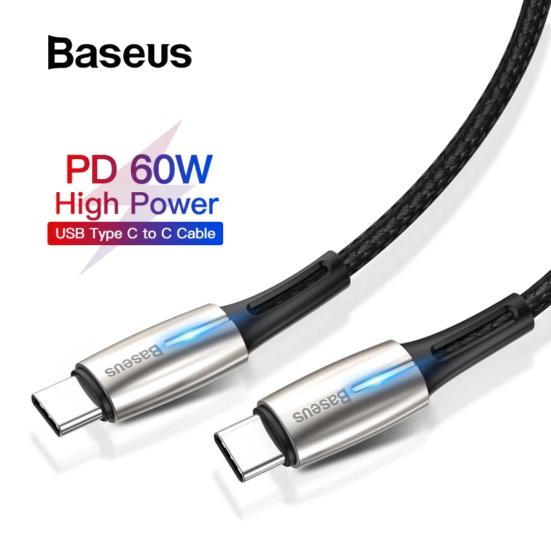 Baseus usb type C к USB C кабель PD2.0 60 Вт 20 в 3A Falsh Зарядка для huawei Xiaomi Быстрая зарядка кабель для передачи данных провод type-C шнур