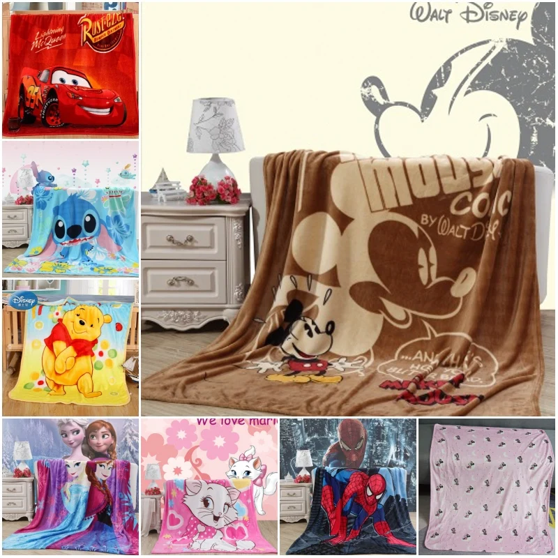 

Disney Cartoon Minnie Mickey Mouse Stitch Winnie Car Spiderman Blanket Throw 70x100cm Summer Blankets for Baby Child on Bed Crib