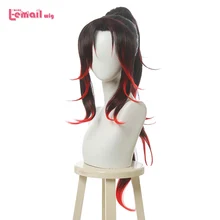 L-email парик Demon Slayer Kokushibou Косплей парики Kimetsu no Yaiba черный смешанный черный конский хвост парики термостойкие синтетические волосы