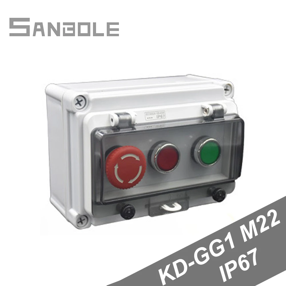 3 Positions Emergency Stop Push Button Switch With Box With Lamp ...
