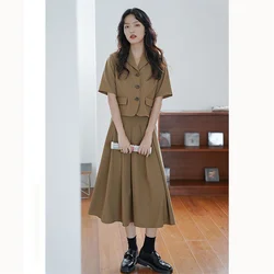 Conjunto de 2 peças feminino da moda para outono, 2021, manga curta, com saia, para escritório