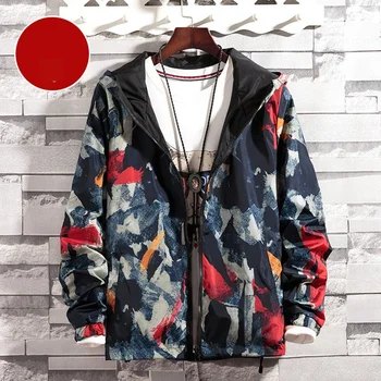 

New Harajuku Streetwear Men Jacket Spring and Autumn Hooded Windbreaker Trend Camouflage Jacket Coat Reversible Clothes