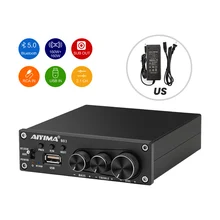 AIYIMA-AMPLIFICADOR DE POTENCIA TDA7498E, con Bluetooth 5,0, 2,0/2,1, canal estéreo, 160W x 2, Subwoofer, Hifi Audio Digital, amplificador de sonido para cine en casa