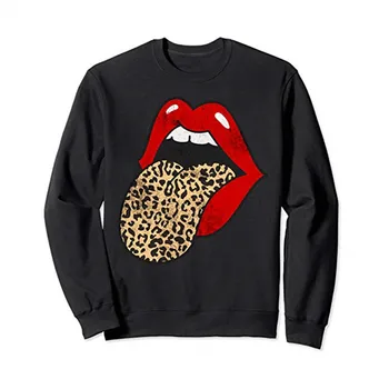 

2020 New Long Sleeve O-Neck Streetwear Hoodie Sweatshirt Women Spring Fashion Red Big Mouth Printed Pullover Tops