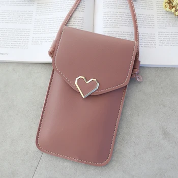 

Newly Mobile Phone Bag Heart-shaped Decoration Transparent Touching Screen Pouch Wallet Mothers Day Gift CLA88