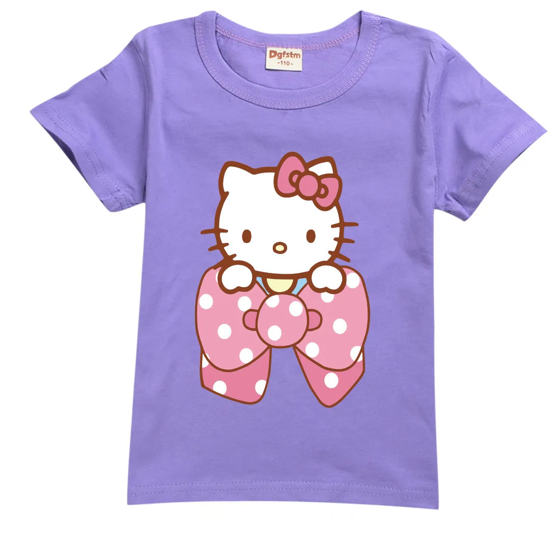 thumbnail image 1 of Hello Kitty moda para chicas de algodón a rayas de manga corta Camiseta niños verano Casual dibujos animados impreso Tops ropa para niños, 1 of 5