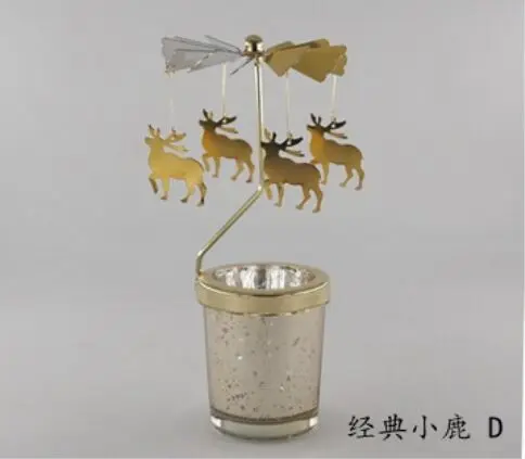 fawn deer elk Подсвечники вращающиеся романтические вращающиеся карусели чайный светильник подсвечник Рождественская елка олень светильник ing домашний Декор подарок - Цвет: fawn deer elk