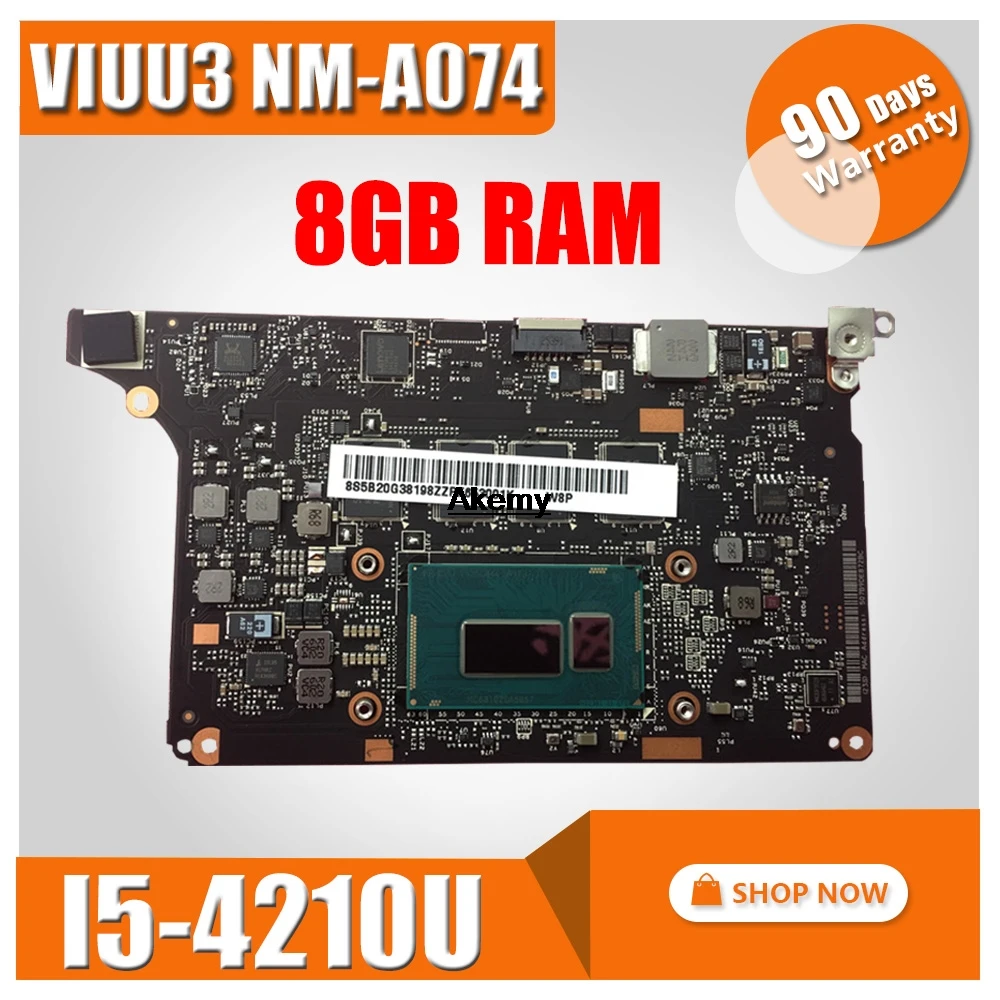 

VIUU3 NM-A074 YOGA 2 Motherboard SR1EF I5-4210U 8GB for Lenovo YOGA 2 PRO Laptop Motherboard FRU:5B20G38202 100% test intact