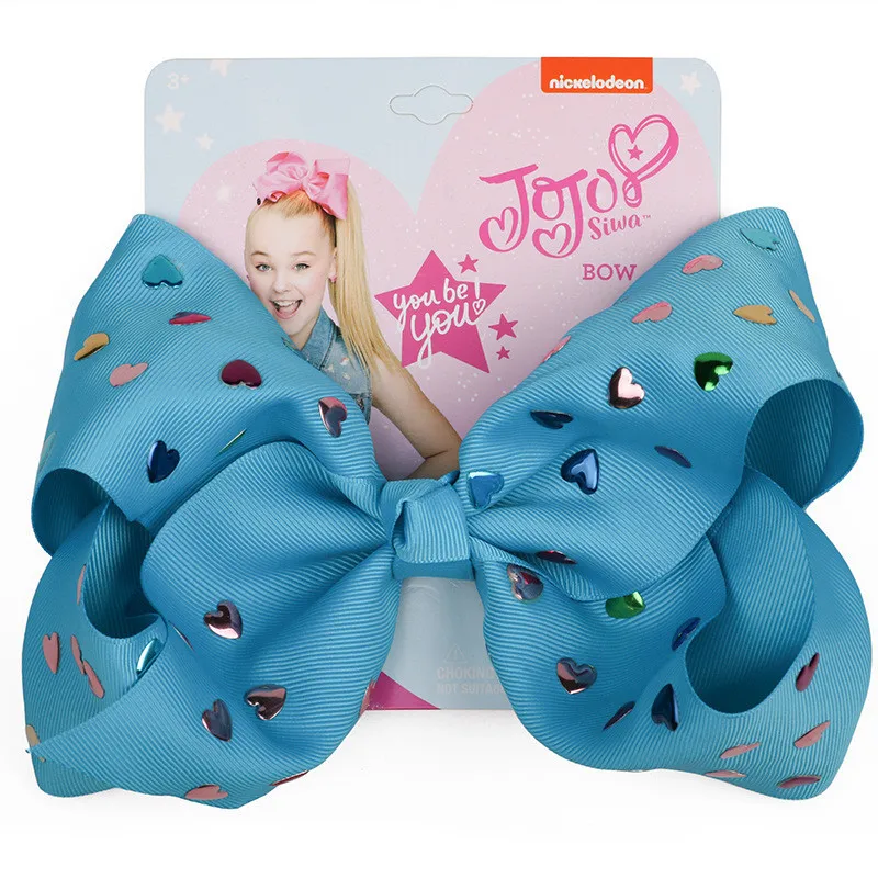 Банты для волос Jojo Siwa с зажимами Аллигатор шпильки блестками и сердечками модные