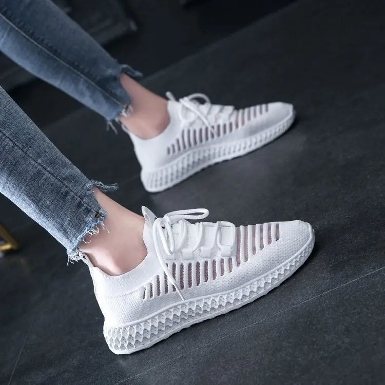 

2019 autumn new fashion simple solid color flat shoes women trend comfortable mesh breathable casual shoes