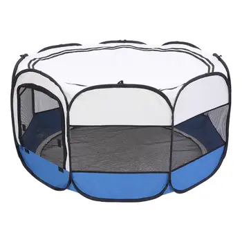 

Pet Tent Houses For Small Large Dogs 36" Portable Foldable 600D Oxford Cloth & Mesh Pet Playpen Fence With Eight Panels Blue