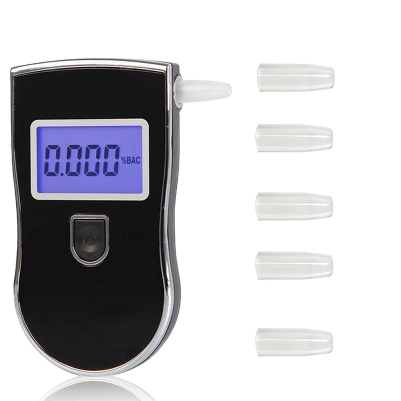 Professional Alcohol Tester Police LCD Display Digital Breath Quick Response with 6pcs mouths for the Drunk Drivers AT818 dfdf