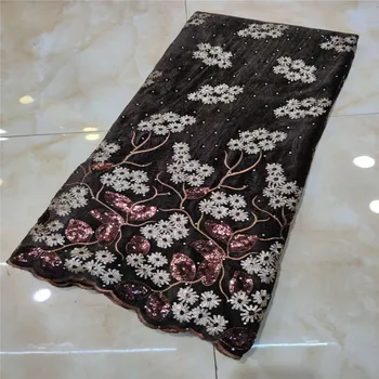 

African Velvet Lace Fabric 2020 High Qality sequins/stones Lace Newest Wedding Nigerian French Lace Material For Women Dress