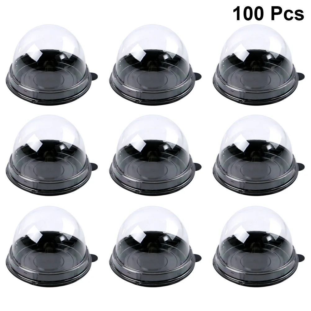 Black 100 шт Круглые Пластик коробка для лунных пряников упаковки для яиц-желток буфами на рукавах контейнер прозрачный лунный пряник купол Коробки выпечки упаковочная коробка для вечерние - Цвет: Black