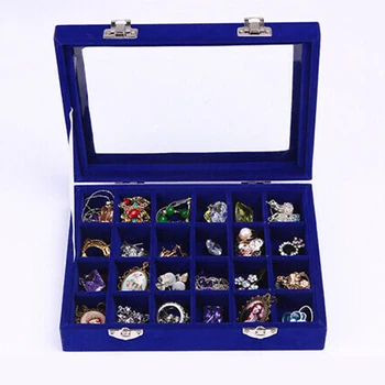 

24 Grids Jewelry Ring Display Organizer Earring Storage Case Tray Holder for Watch Jewery Container Organizer