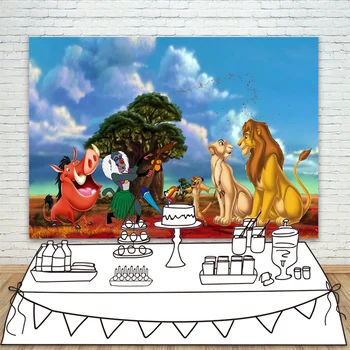 

Blue Sky Clouds Cartoon Lion King Backdrop children Birthday Party Background Photography Backgrounds For Photo Studio