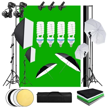 

Photography Photo Studio Softbox Lighting Kit 2*3m Background Support System 4 Color Backdrop 50*70cm Softbox Set Continuous Kit