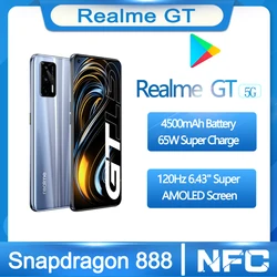 Realme – Smartphone, GT, ram 8 go, rom 120 go, 6.43 ", Super AMOLED, téléphone intelligent, terminal mobile, 5G, écran 888Hz, processeur Snapdragon 4500, batterie 128 mAh, recharge rapide 65W, nouveau 