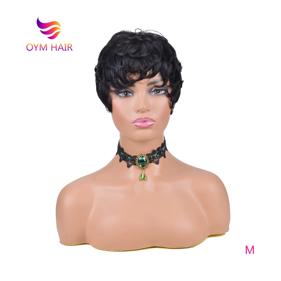 

OYM HAIR Pixie Cut Wigs Straight Hair Peruvian Remy Human Hair Wigs For Women Natural Color 150% Short Wigs Free Shipping