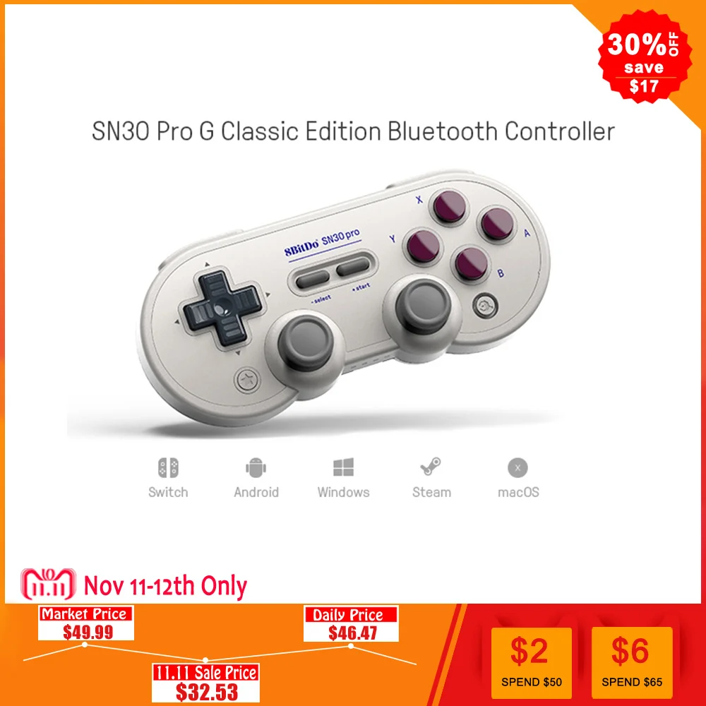 Comprar 8Bitdo SN30 ProG controlador inalámbrico Bluetooth para consola de interruptores mando clásico Gamepad para Switch Android Windows