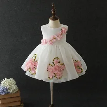 Платья для маленьких девочек на день рождения, 1 год бальное платье, милые Вечерние Платья с цветочным принтом, праздничная одежда года для маленьких девочек, RBF194015