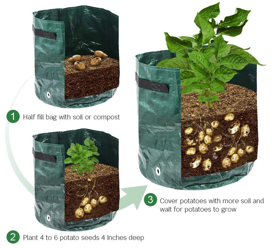 Potato Grow Bag PE Vegetable Onion Plant Bag with Handle Thickened Garden Carrot Taro Peanut Growing Bag clay pots for plants