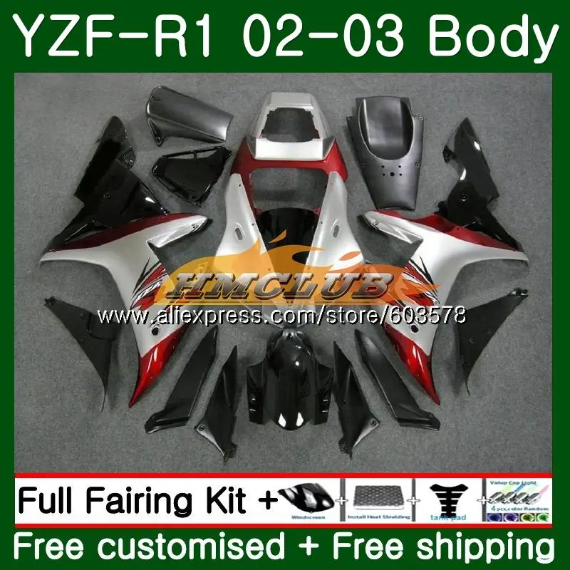 Для кузова Yamaha YZF R 1 YZF 1000 YZF-1000 2002 2003 60CL. 12 YZF R1 02-03 тела YZF1000 YZF-R1 YZFR1 02 03 Топ серебристый обтекатель