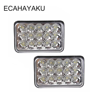 

2 PCS ECAHAYAKU 5" LED HEADLIGHTS SEALED HI/LO BEAM 4x6 HEADLAMP 15x3W RECTANGLE 3000LM HEAD LIGHT 12V FOR TRUCKS PICKUP ATV SUV
