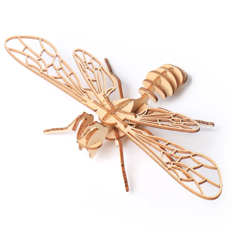 Bee Детская игрушка Монтессори 3D головоломка DIY мозаика доска деревянная головоломка насекомое Животное ручной работы обучающая игрушка для сборки подарок для детей - Цвет: Bee