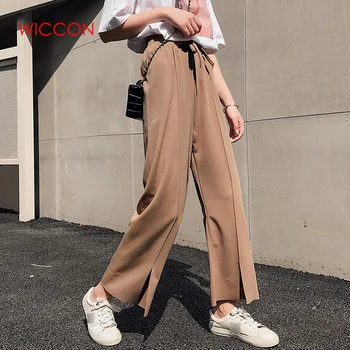 

New Summer Fashion Lady Wide Leg Chiffon Pants High Waist Long Loose Palazzo Pants Culottes Trousers Women Pants Pantalones