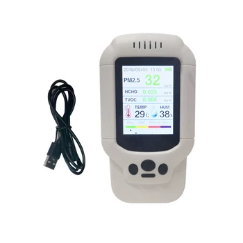

Rechargeable Temperature Air Quality Monitor Humidity Digital Display USB Port Detector PM 2.5 Hospital Tester Accurate Home