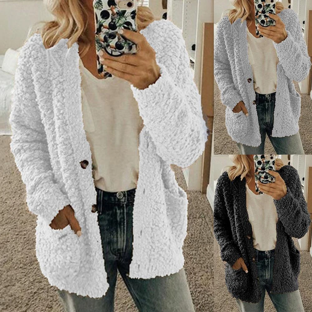 solid loose knit casual cardigan