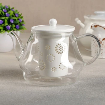 

Teapot with ceramic sieve "Tenderness", 700 ml, white