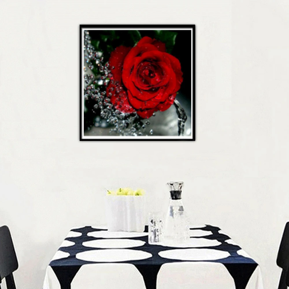 rhinestone diamond painting 5D diamond mosaic pattern DIY diamond painting colorful rose decoration diamond vase cross stitch interior wall decoration jellyfish diamond painting