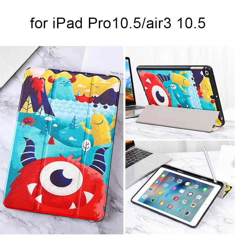 Защитный чехол iPadmini5 со слотом для ручки iPad5/6 shell Air1/Air2/Air3 Защитная крышка для ручки вставка для хранения Pro10.5 силикон - Цвет: eye Air3 Pro10.5