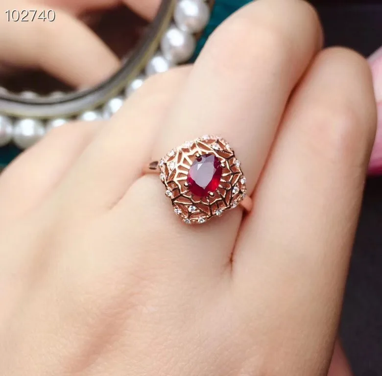 ring KJJEAXCMY бутик ювелирных изделий 925 с инкрустацией, из чистого серебра кольцо из природного рубина ожерелье серьги костюм Поддержка обнаружения моды - Цвет камня: ring